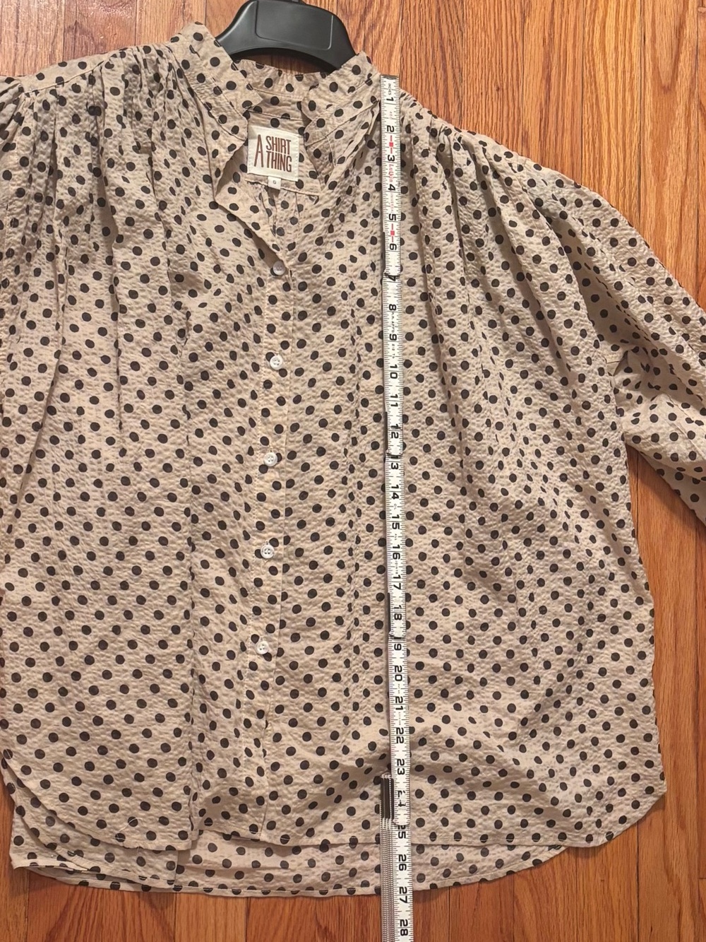 A Shirt Thing Polka Dot Cotton Button Front Blouse Made USA Oversized Large - Picture 6 of 8
